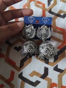 Silver Jhumka Earrings