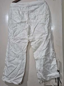 White Wide Leg Lenin Pants