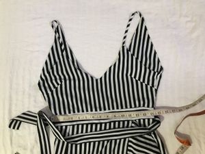 Black+white Striped flowy Dress Bust 34
