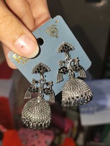 Silver Jhumka Earrings