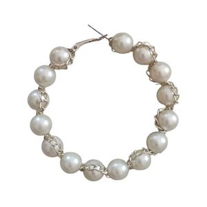Elegant Hand-made Pearl Hoop Earrings