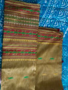Elegant Ethnic Muga Assamese Mekhala Chador