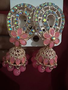 Pink Jhumka Earrings