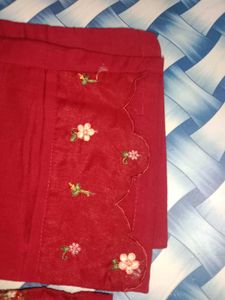 Red Embroidered Kurta Set