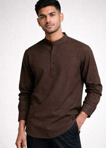 Men's Brown Mandarin Collar Kurta