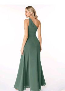 Elegant Green One-Shoulder Azazie Gown(A8)