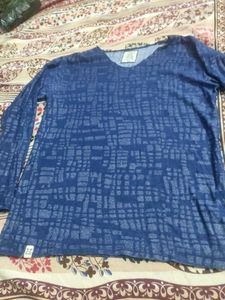 Blue Checked Long Sleeve Top