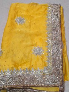 Work Saree With Stitched Blouse