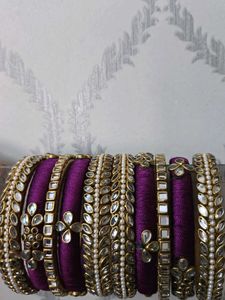 Elegant Purple & Gold Bangle Set
