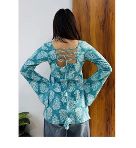 Cotton Blue Bell Sleeve Kurti