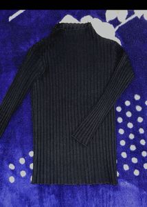 Mint Green And Black Turtleneck Top