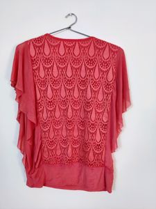 Butterfly Sleevle Peach Party Top