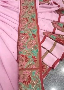 Saree With Fully Worked Leafs And Flower design