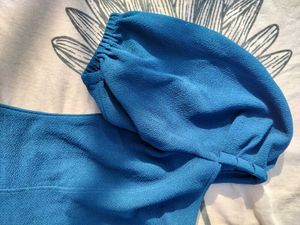 Blue Puff Sleeve Top