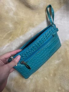 Teal Croc-Embossed Wristlet💙