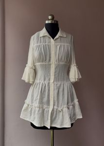 White Ruffle Detail dress