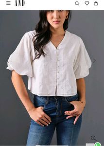 AND White Cut Work  Top