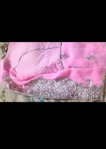 Pink Floral Embroidered Fabric