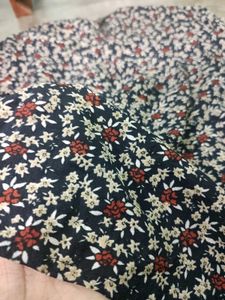 Combo Of Floral Top &amp; Black Pants Set