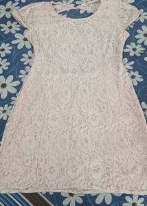 Backless Peach Lace Body fitting Dress