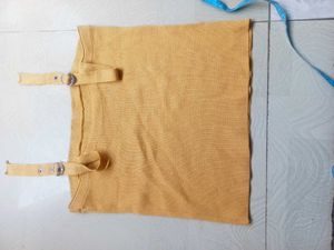 Orange Tank Top with Buckle Straps