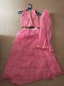 Pink Girls Lehenga Choli Set