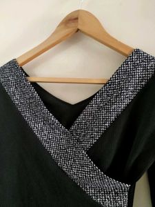 Elegant Black Long Sleeve Wrap Top