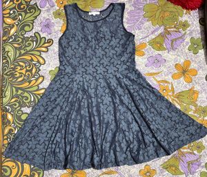Glamorous Blue Net Cutout Floral Dress