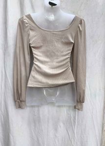 2210. Beige Square Neck Top