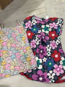 Cute Floral Dress with Bear Pouch