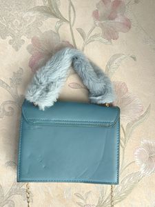 Blue Fur Sling Bag