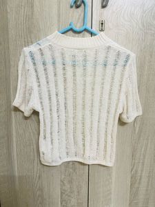 H&amp;M White Knit Crop Top