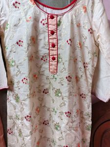 Beautiful Weaving Kurti Pant Dupatta Set