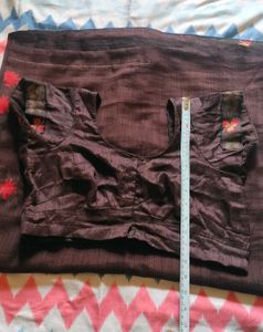 Beautiful Brown Saree With Blouse