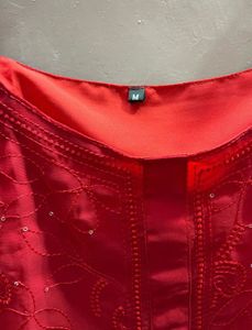 Red Unused Kurta Sharara Dupatta Set