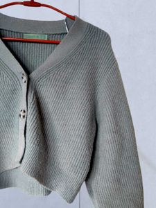 Ribbed Knit Cropped Cardigan