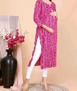 Bandhani Maternity Kurti With Zip