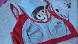 Red And Off White Non Padded Sports Bra