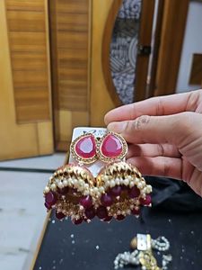 Red Jhumka Earrings