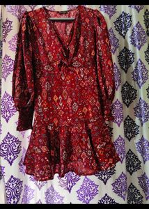 Red Beutiful Sleeve Dress