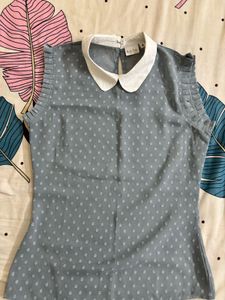 Chic Grey Polka Dot Top