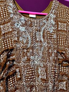 Brown Embroidered Dress