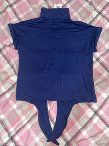 Navy Button-Up Top