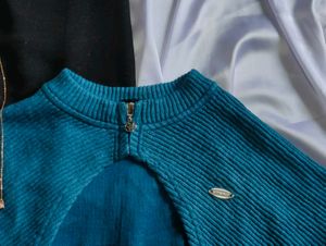 Teal Cropped Knit Shrug