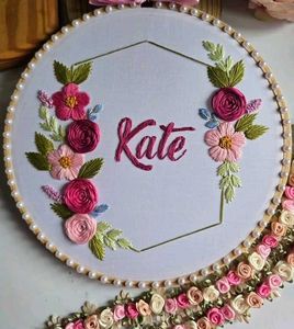 Custom Embroidered Name Hoop Art