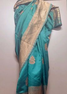 Elegant Teal Banarasi Saree