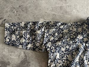 Floral Print Tunic Dress With Mandarin Collar