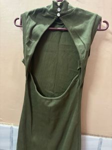 Olive Green Open Back Dress