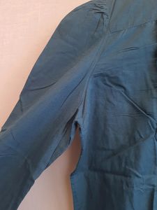 Teal Ruffle Button Up Blouse