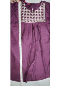 Embroidered Maroon Tunic Top